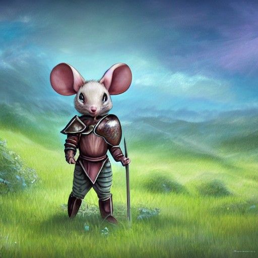 Mouse Knight on Hill in Redwall Style