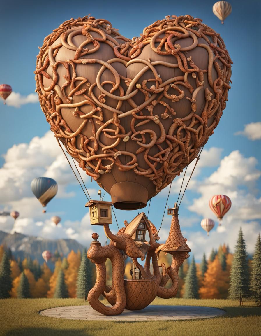 Heart Pretzel Balloon at Oktoberfest in 3D