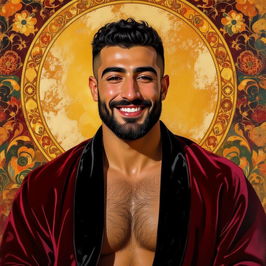 Warm Impressionist Portrait of Man in Velvet Robe