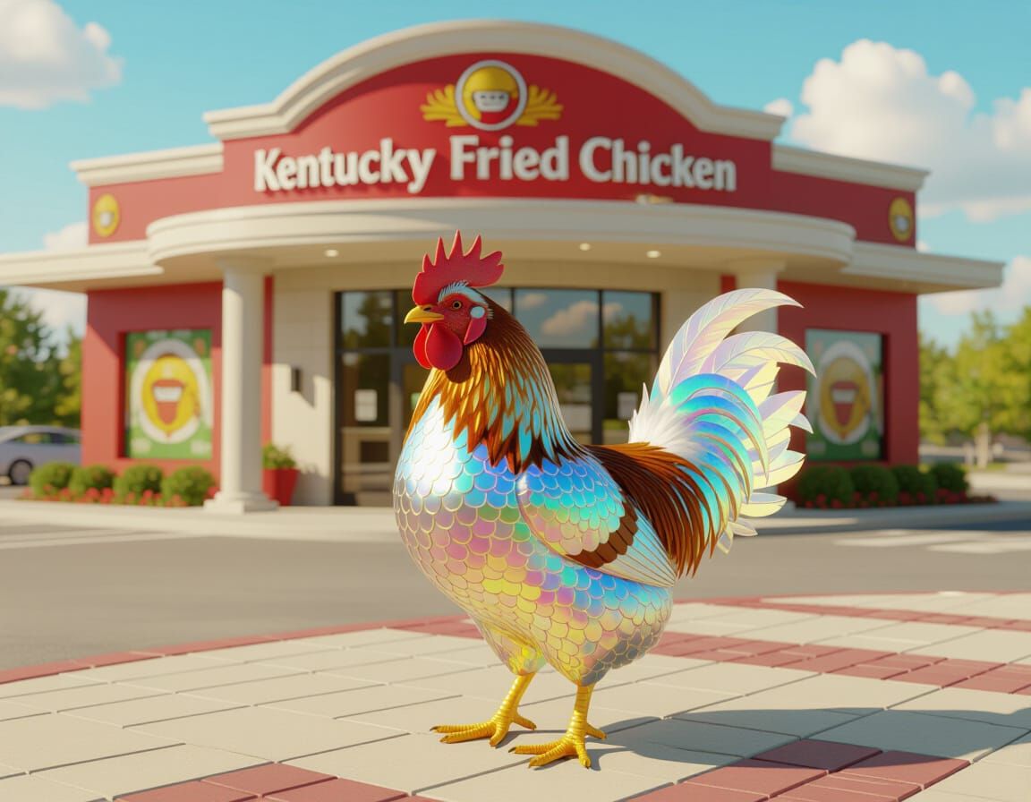 Iridescent Scaled Chicken at KFC: Art Nouveau