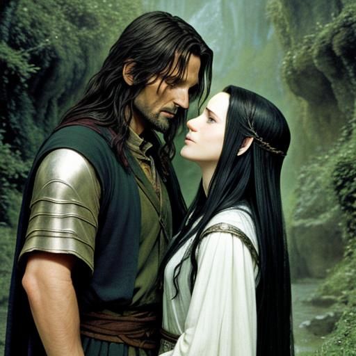 Aragorn and Arwen: Lord of the Rings Portrait