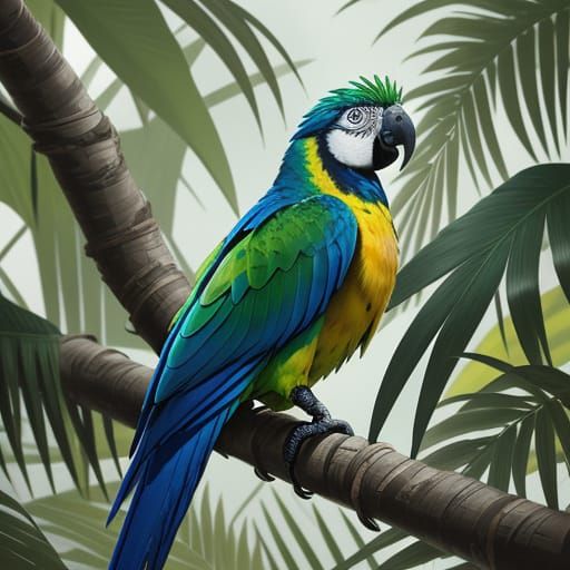 Guacamaya Parrot in Vivid Splash Art Style