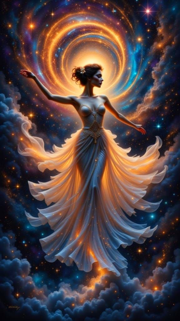 Celestial Dancer Ignites Galaxies in Cosmic Display