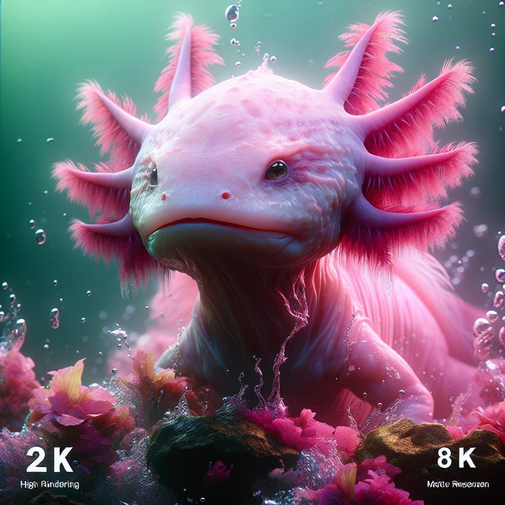 Axolotl Woman Hybrid in Pink, Photorealistic Underwater Vogu...
