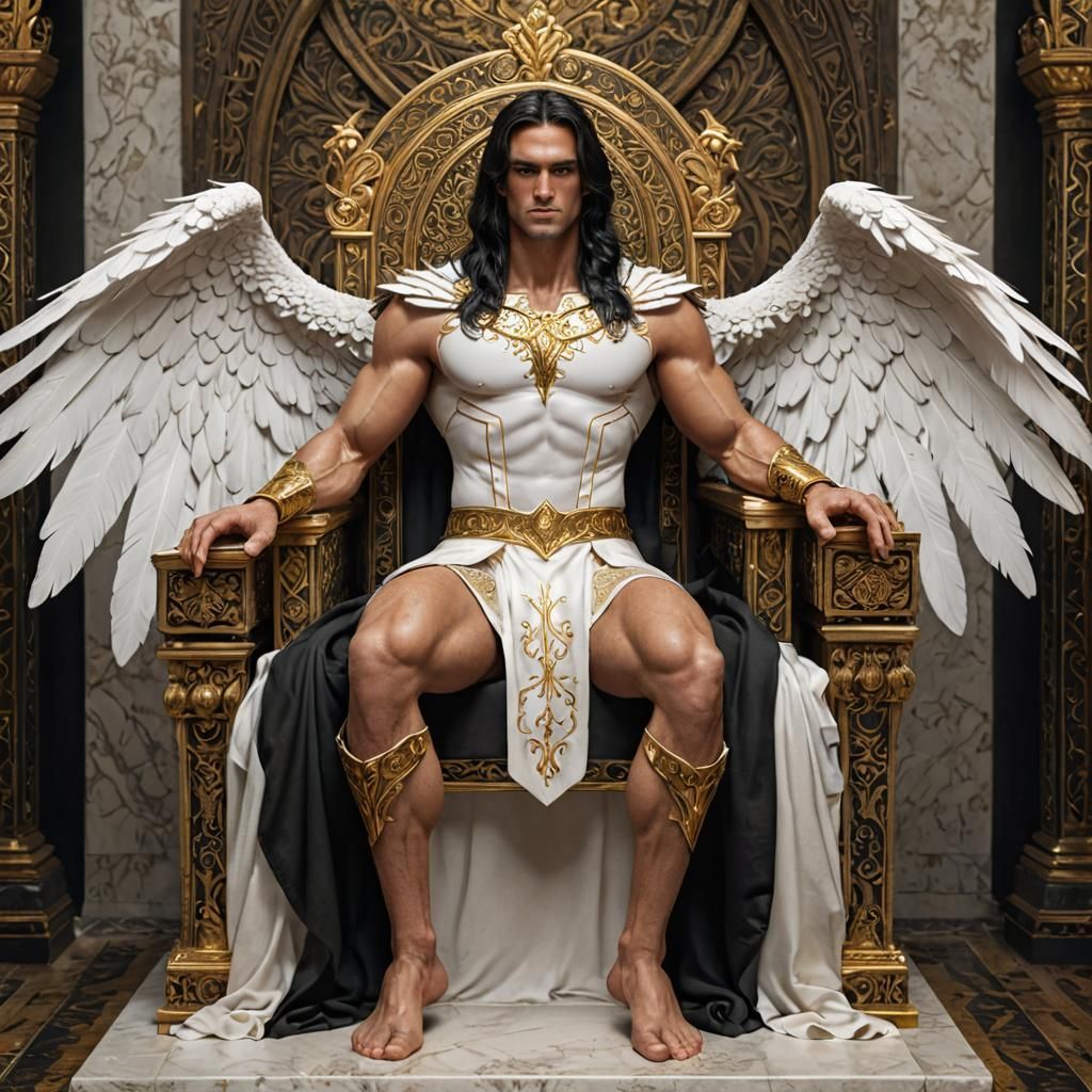 Ultra-Realistic Portrait of Winged Man on Throne