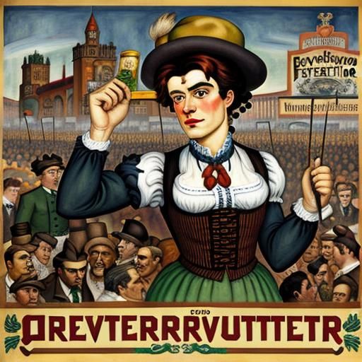 Oktoberfest Celebration in Cubist-Expressionist Style