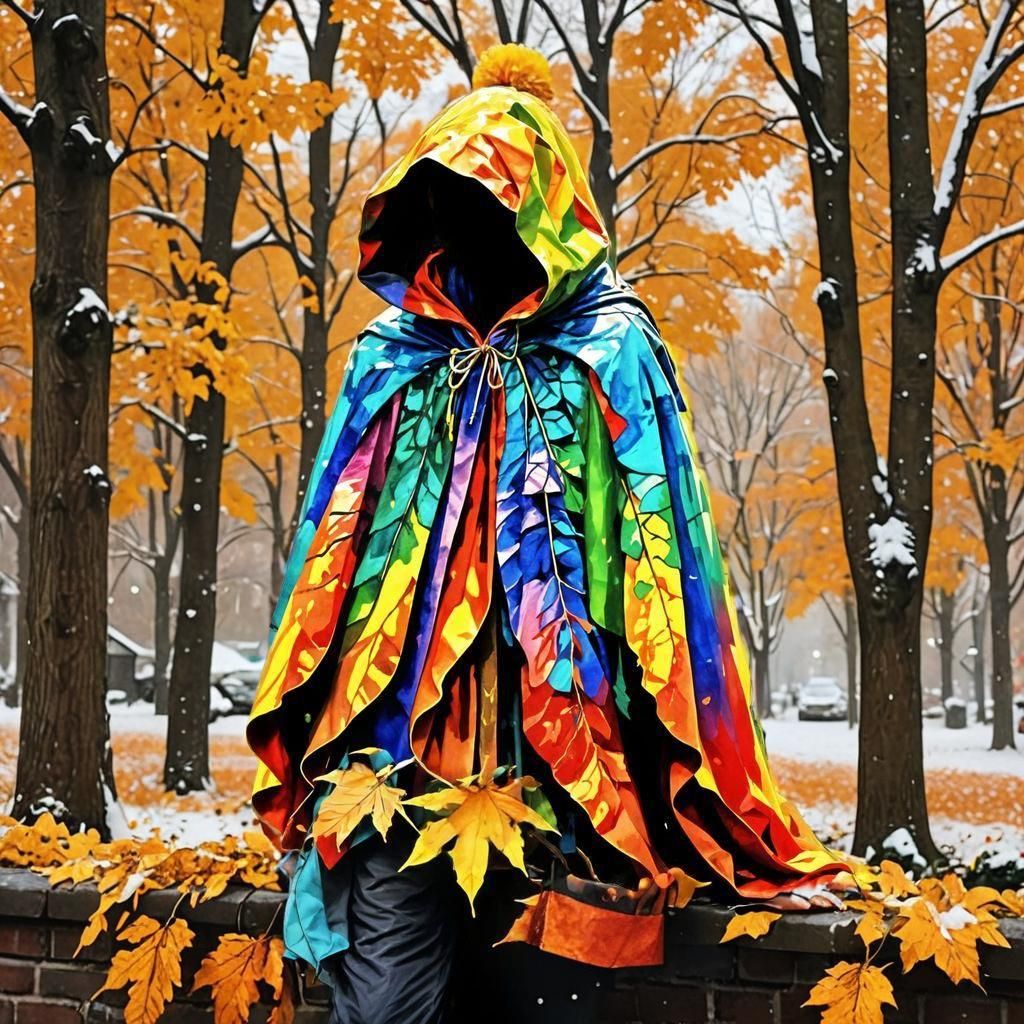 Majestic Abandoned Rainbow Cloak in Epic Impressionist Style