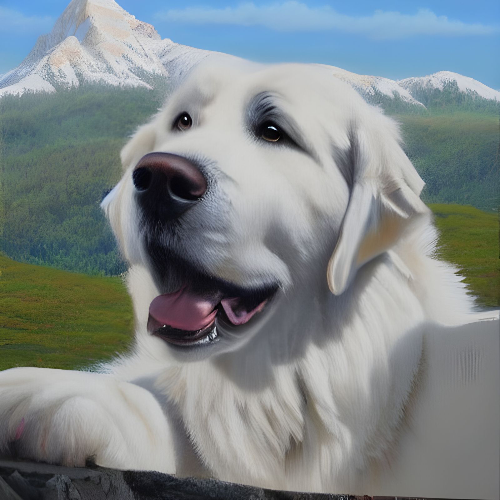 Great Pyrenees Mountain Peak Oil Painting