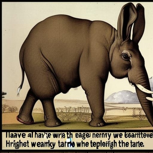 Surreal Hare and Elephant Dreamscape in Renaissance Style