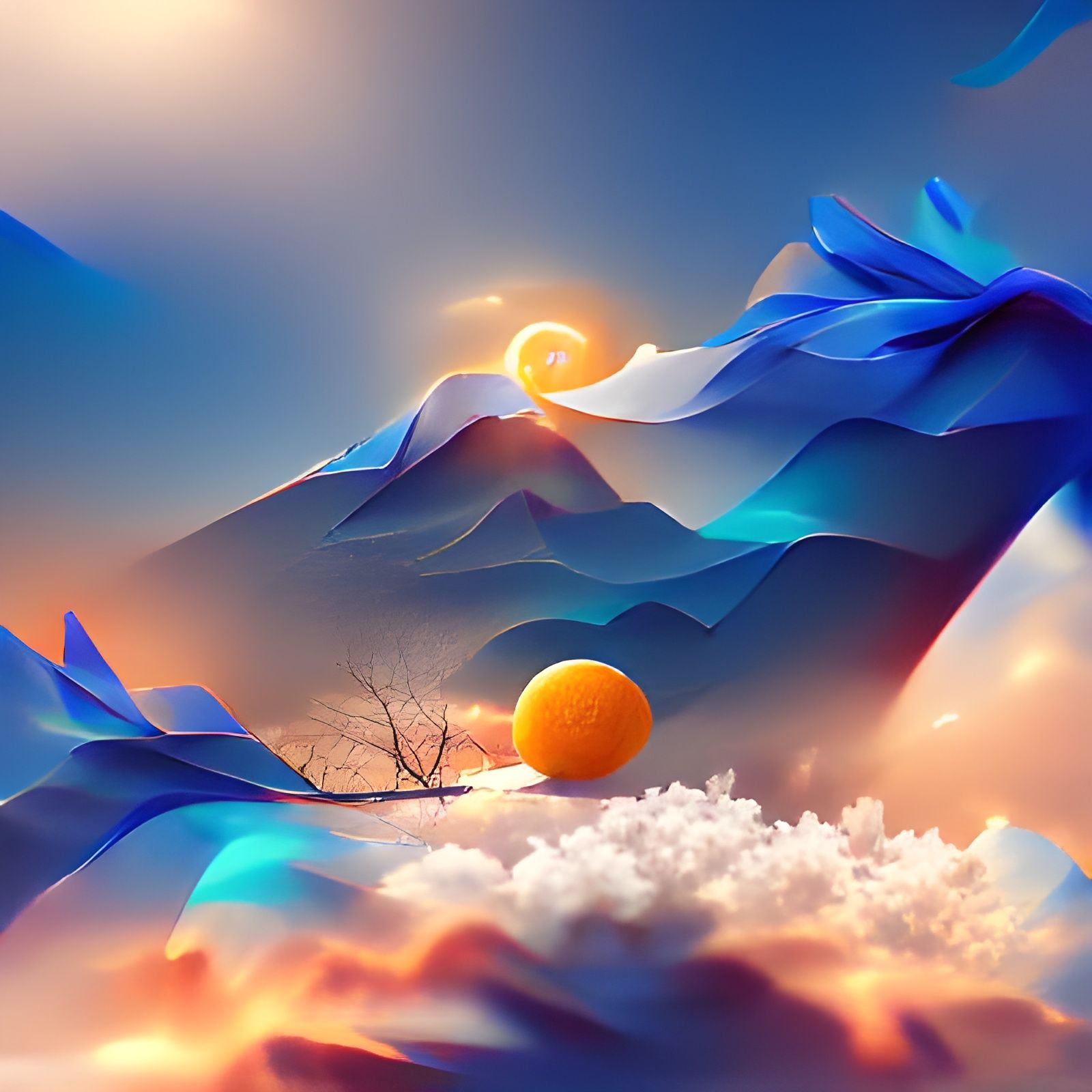 Blue Mountain Landscape in 8K Resolution