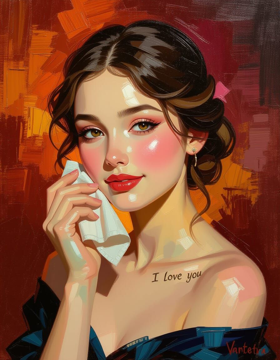 Vibrant Oil Portrait of a Charming Young Lady