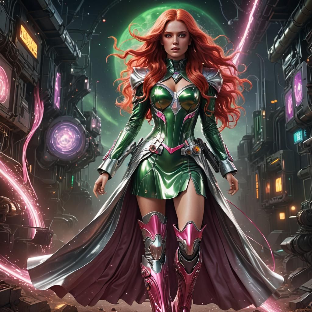 Space Pop Star in Cyberpunk Fashion, Digital Art