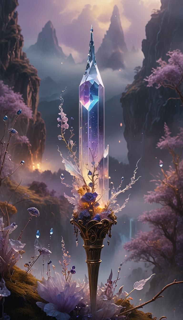 Iridescent World Balanced on Crystal Needle