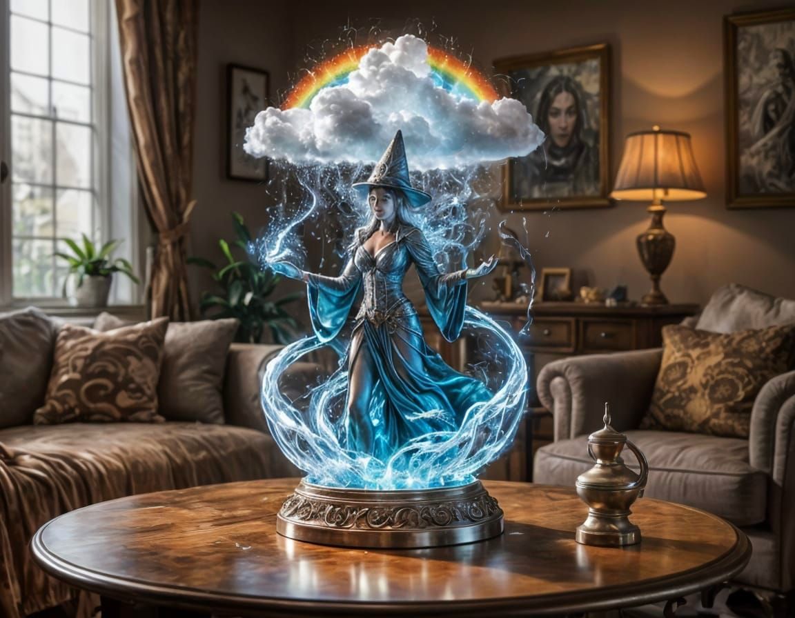 Ethereal Sorceress Sculpture in Moody Room
