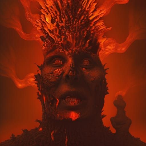 Surreal Skull Volcano Eruption in Stopmotion Style