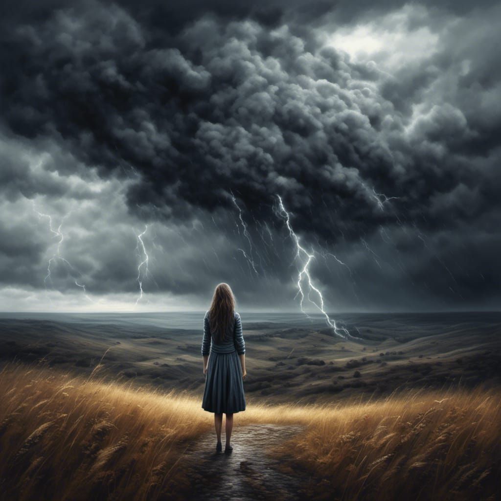 Girl in Storm: Evoking Sadness and Pain