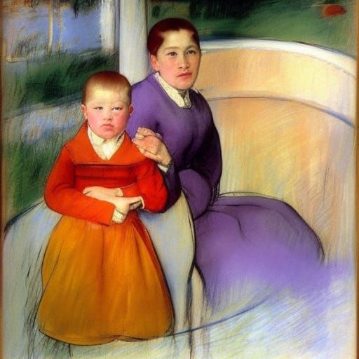 Impressionist Mother and Child Portrait