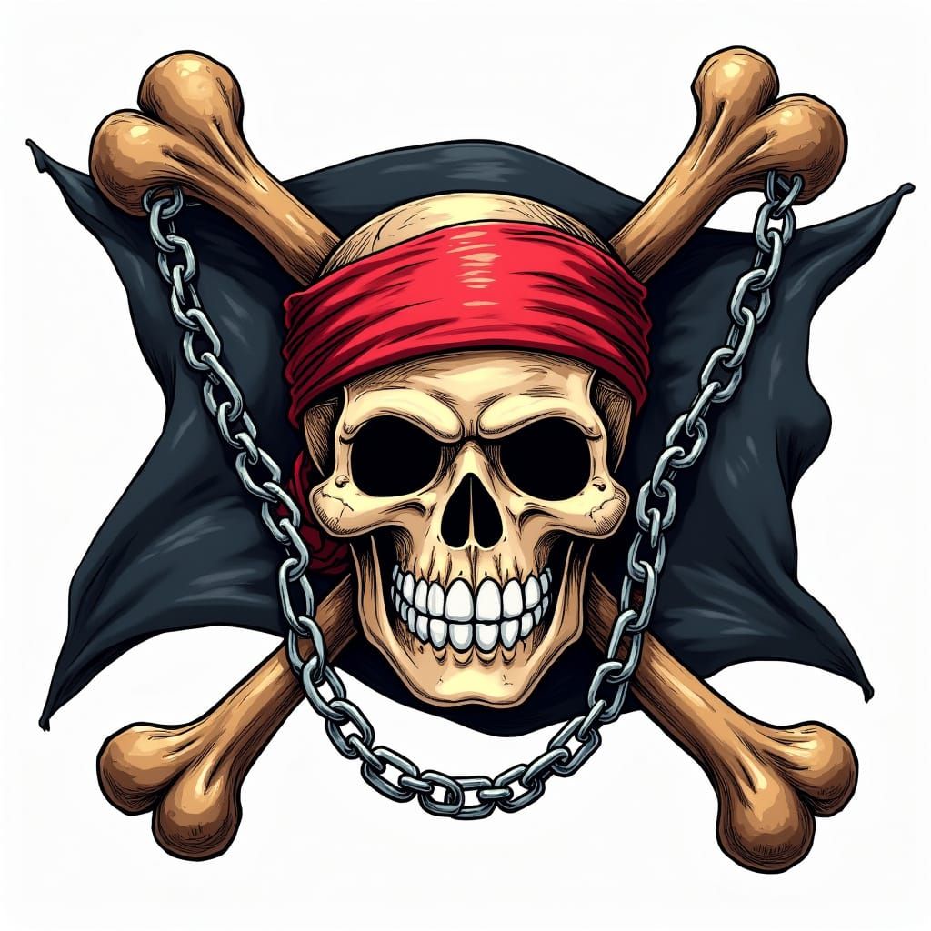 One Piece Style Jolly Roger Flag with Skull