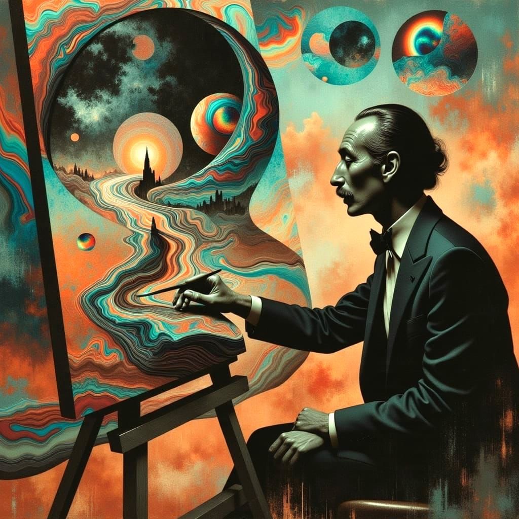 Surrealist Master Paints Portrait of Himself Painting