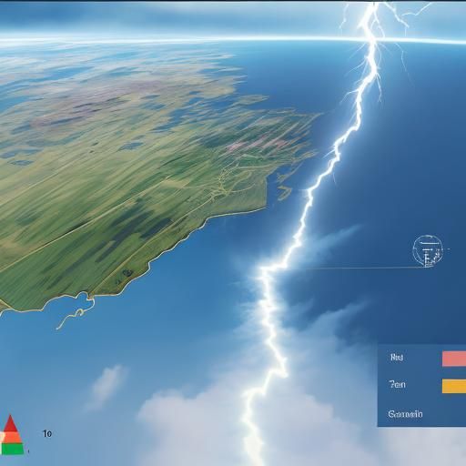 Dramatic Lightning Strike Over Distant Landscape