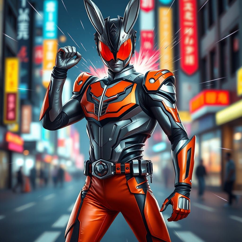 Heroic Kamen Rider Build Transforms in Vibrant Rabbit-Inspir...