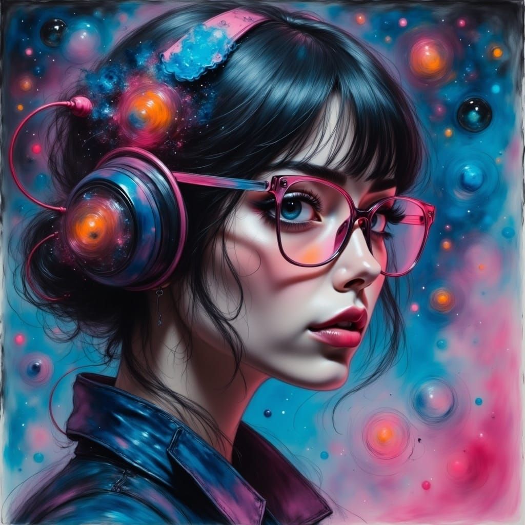 Visionary Cybernetic Doctor in a Flying Steampunk Cityscape