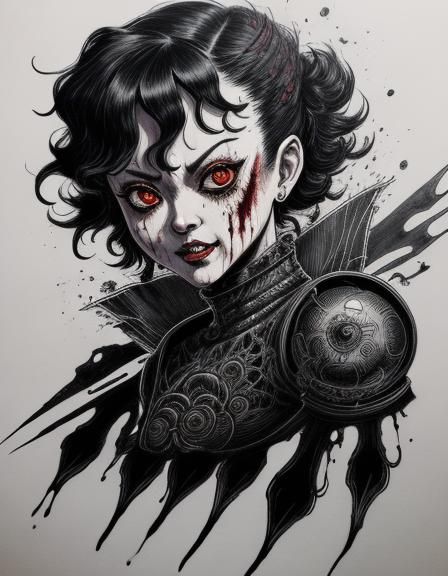 Dark manga illustration by Katsuya Terada. Betty Boop. Close...