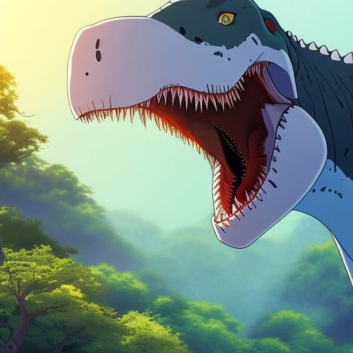 Dinosaur in Studio Ghibli Anime Style