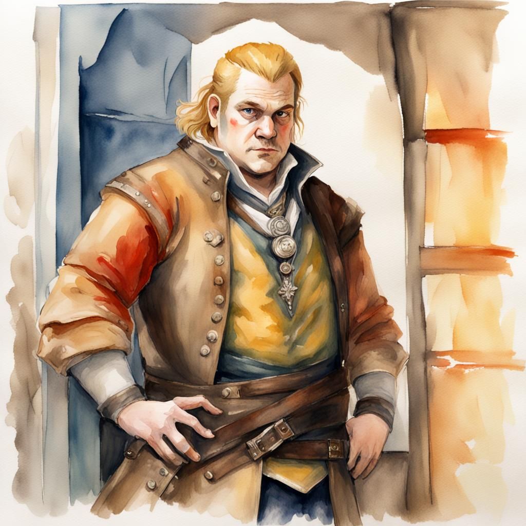 Varric from Dragon Age in Watercolor Style