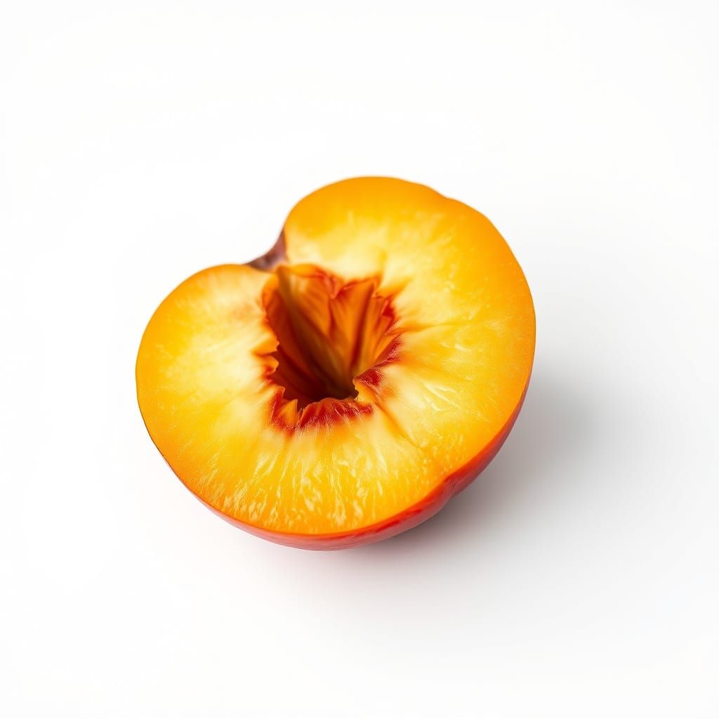 Hyperrealistic Peach Still Life on White Background