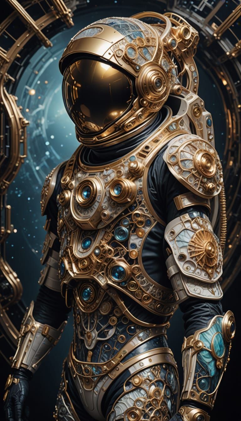 Astronaut in Opulent Exosuit