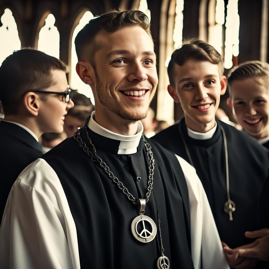Anglican Priest Spreads Peace, Norman Rockwell Style