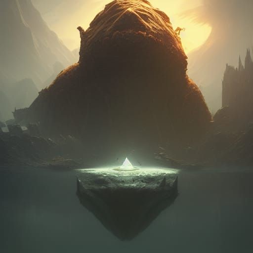 Dark Fantasy Island and Monster, Hyperdetailed Art