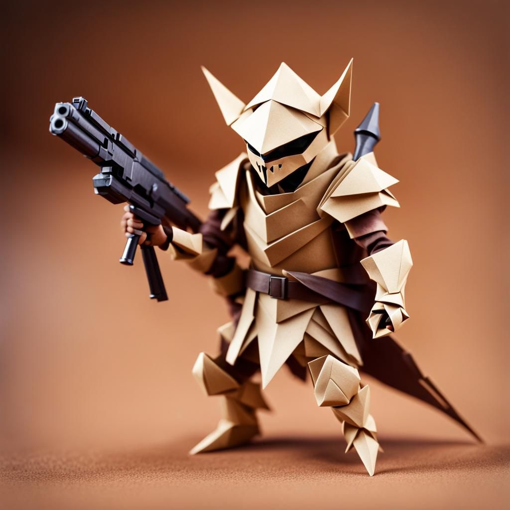 Desert Goblin Hunter in Origami Style