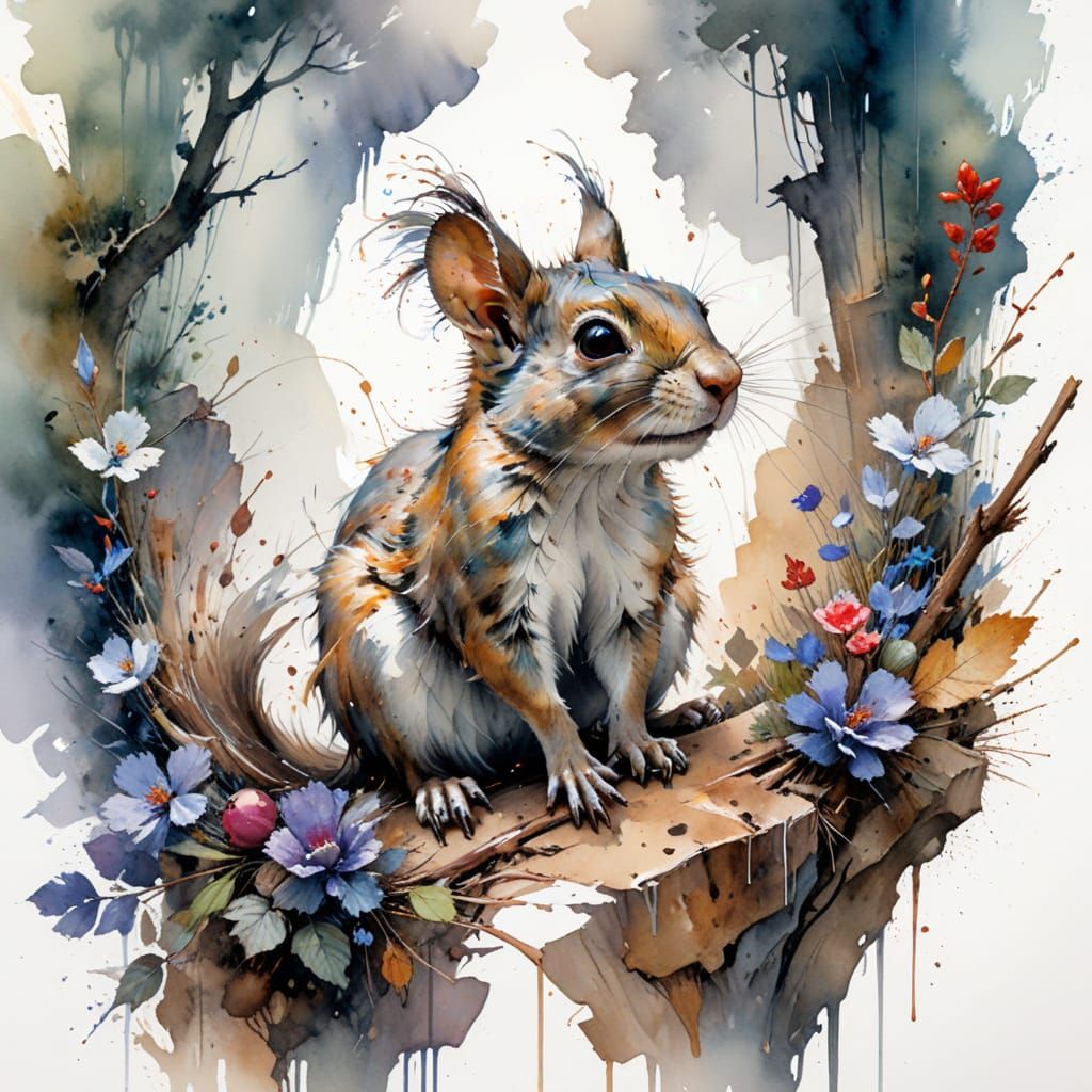 Bushy-Tailed Woodrat Building Nest in Twilight Canyon