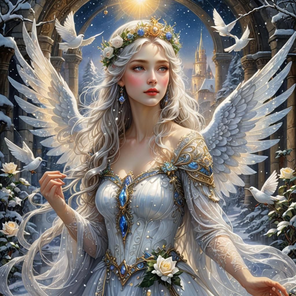 Ethereal Winter Fairy with White Crown