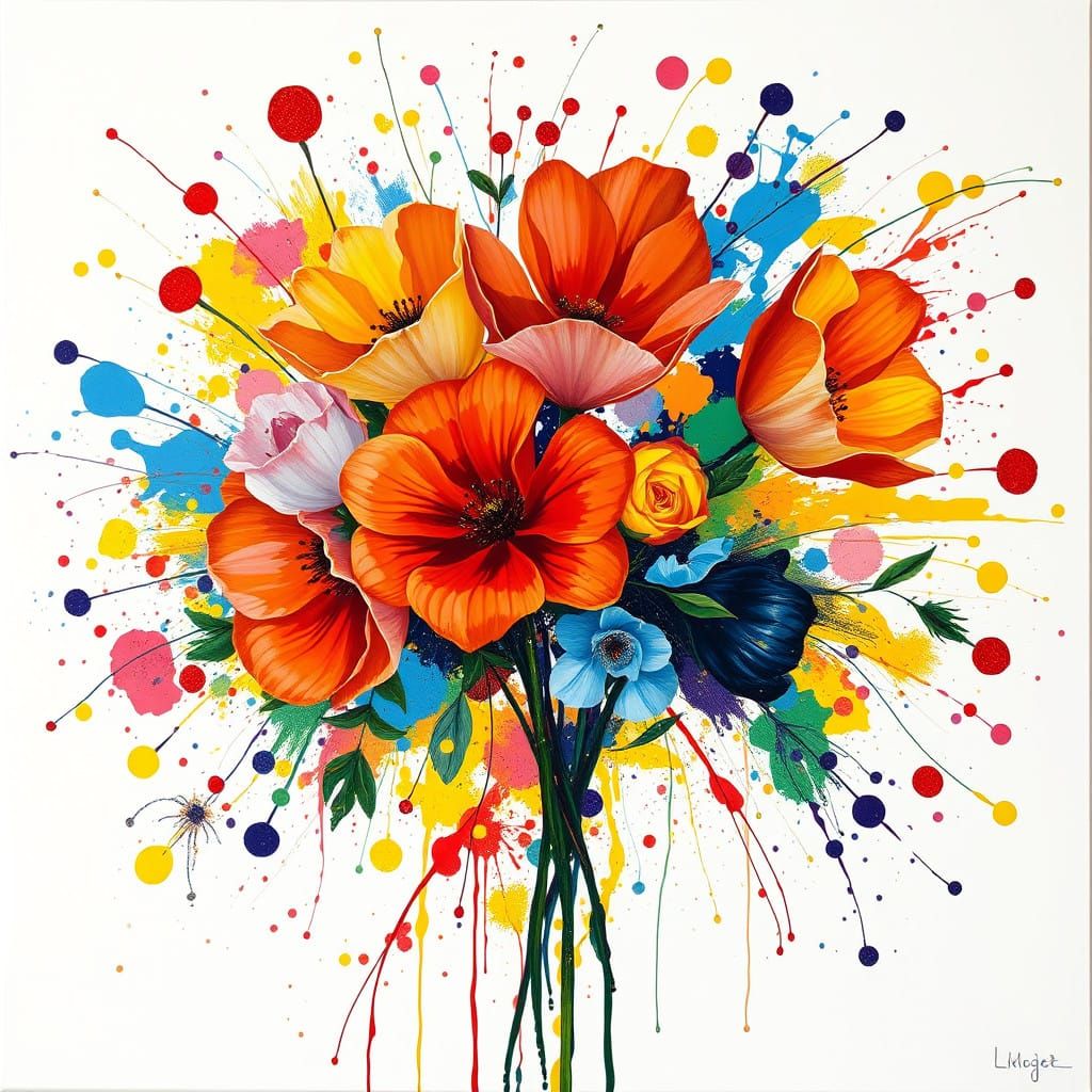 Vibrant Floral Explosion in Dreamlike Colors