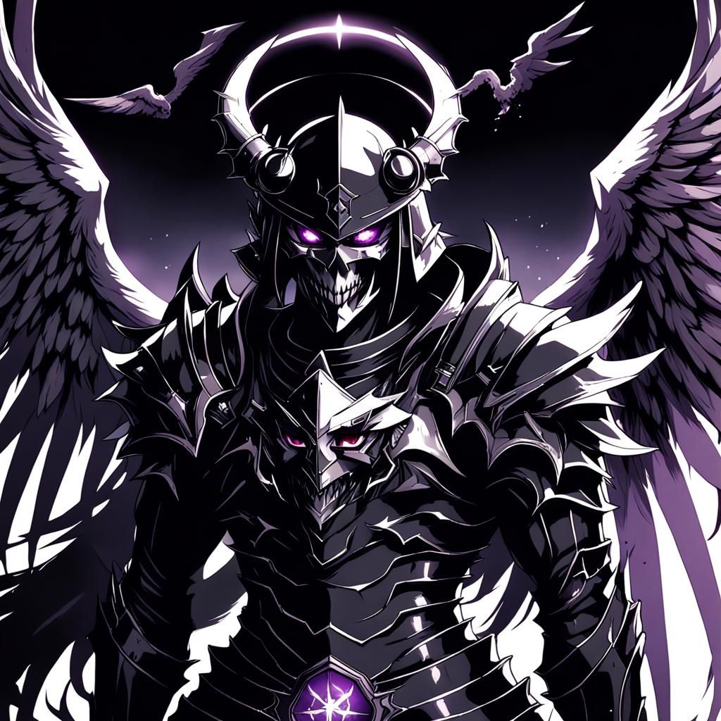 Fallen Angel Knight in Anime Key Visual Style