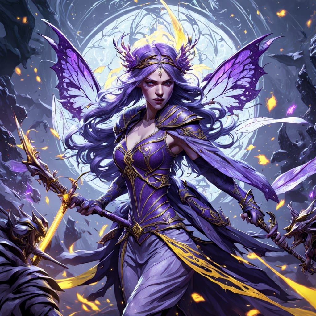 Gothic Fairy Battle Goddess in Art Nouveau Style