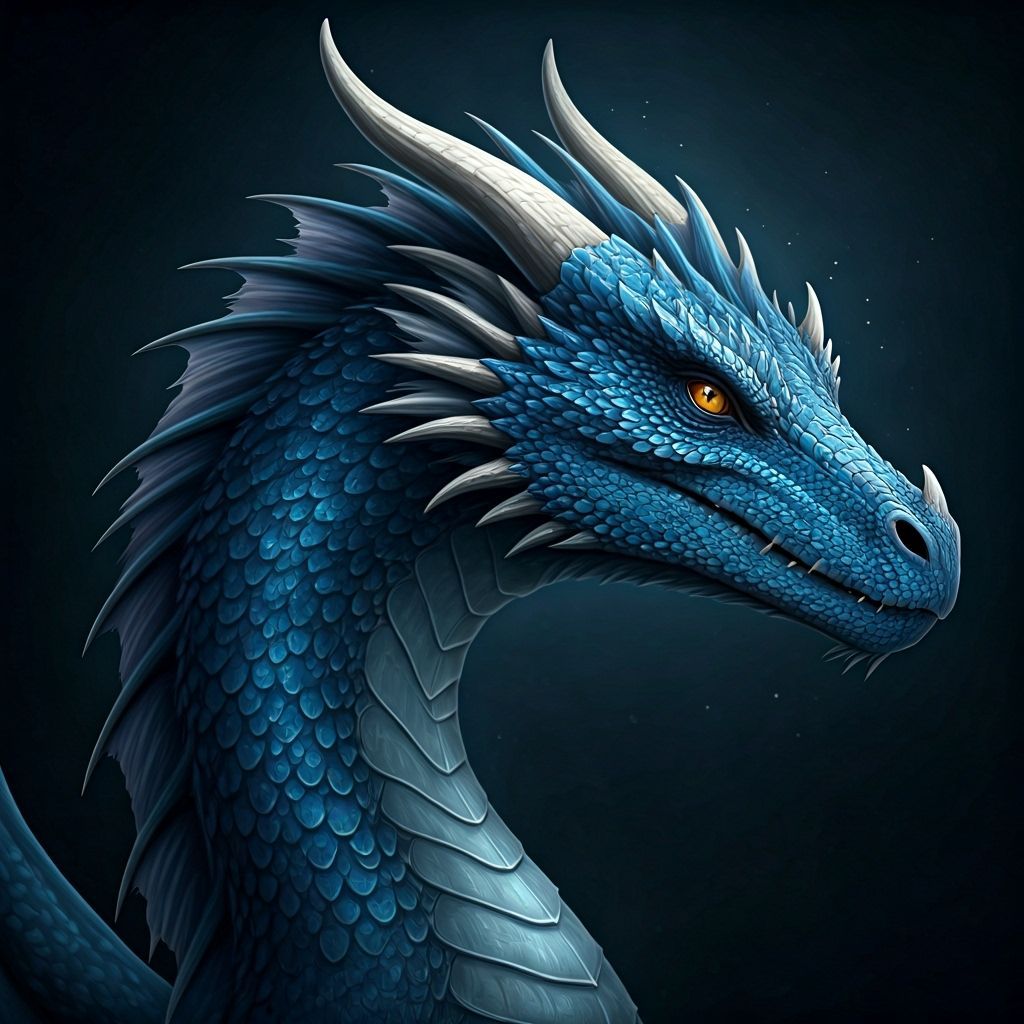 Sapphire Dragon of Ancient Wisdom in Fantasy Art Style
