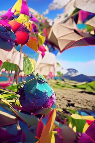 Colourful Surrealist Scene in Low Poly Style
