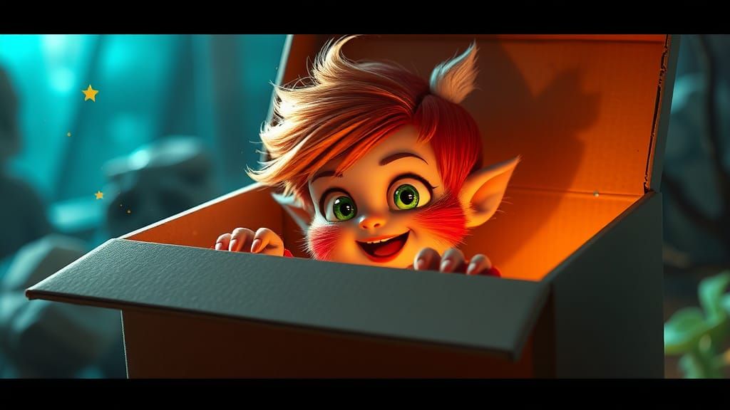 Cartoon Baby and Furry Monster Box Adventure