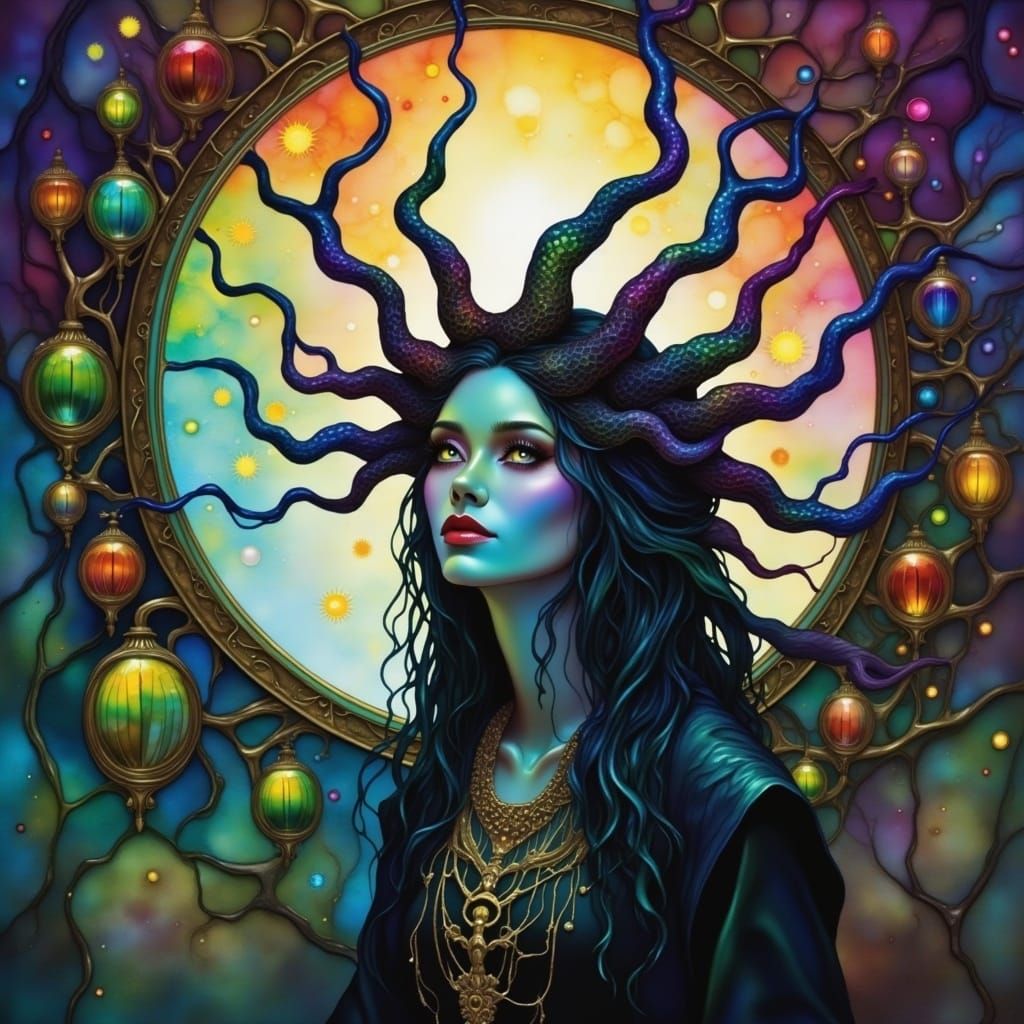 Medusa in Eerie Elegant Photoillustrative Portrait