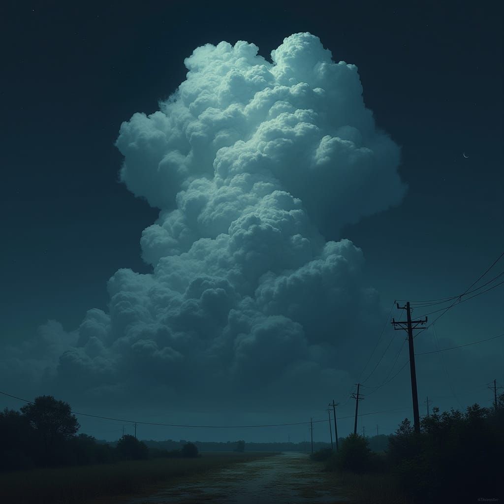 Dramatic Cumulonimbus Cloudscape Under Dark Moonless Skies