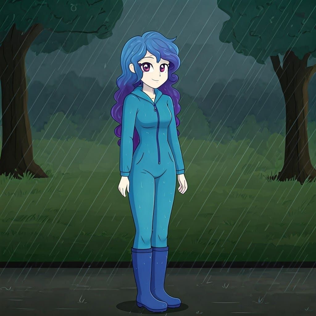 Izzy Moonbow Human Portrait in Rainy Park