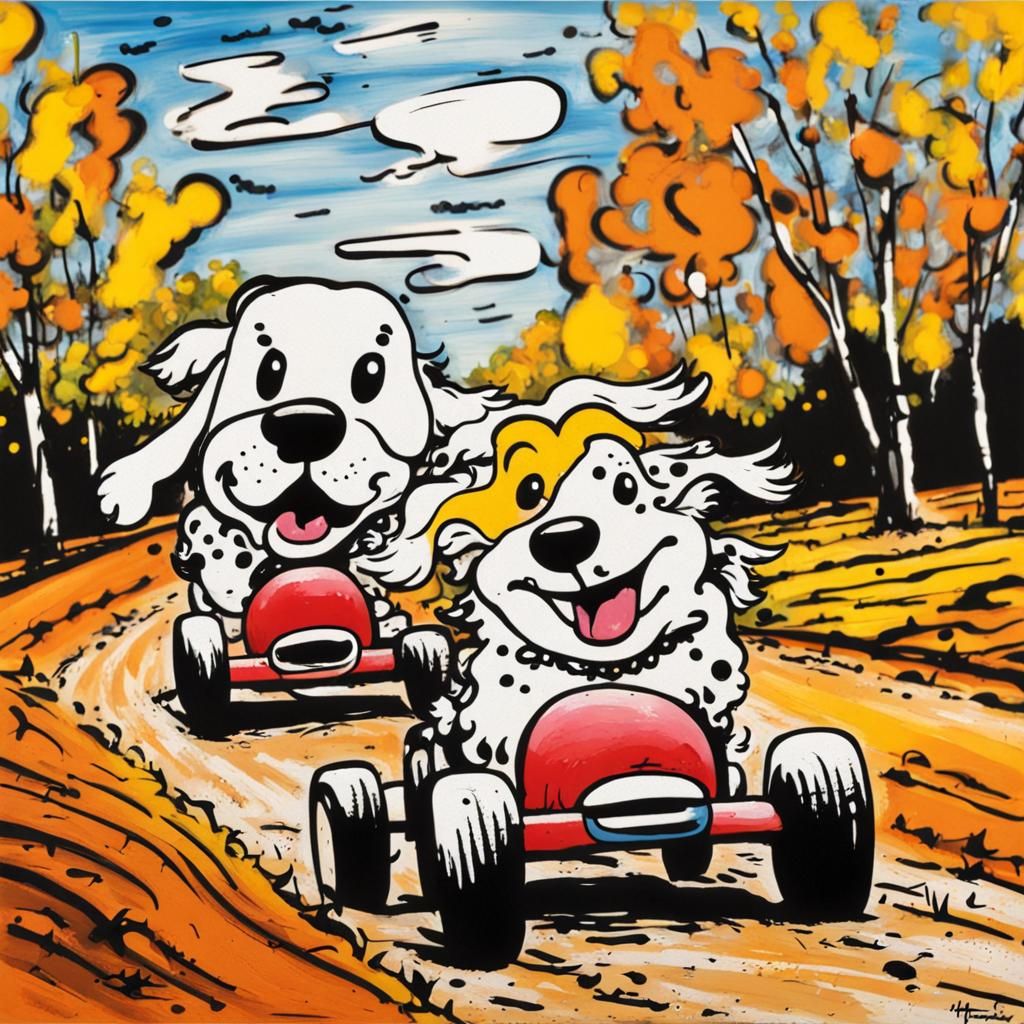Happy Dogs Racing, Pop Art Style