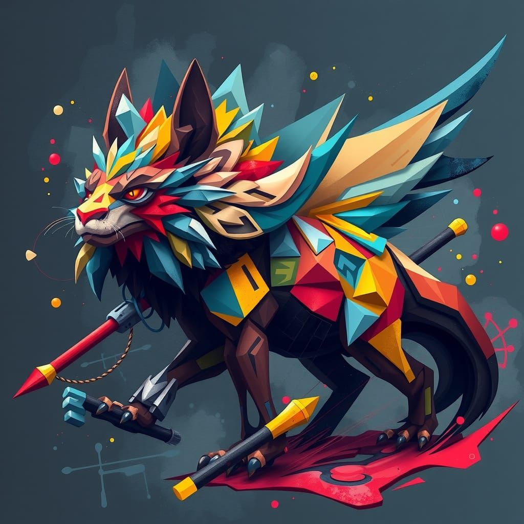 Vibrant Animal Spirit in Abstract Shape