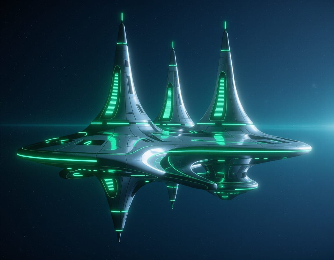 Futuristic Space Station with Spires in Cosmos