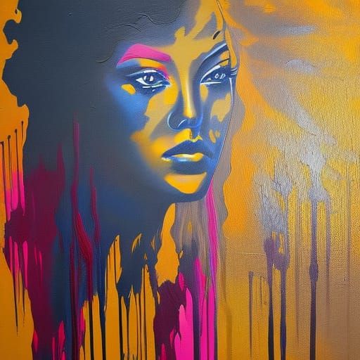 Shadow Woman in Golden Hour: Graffiti Street Art