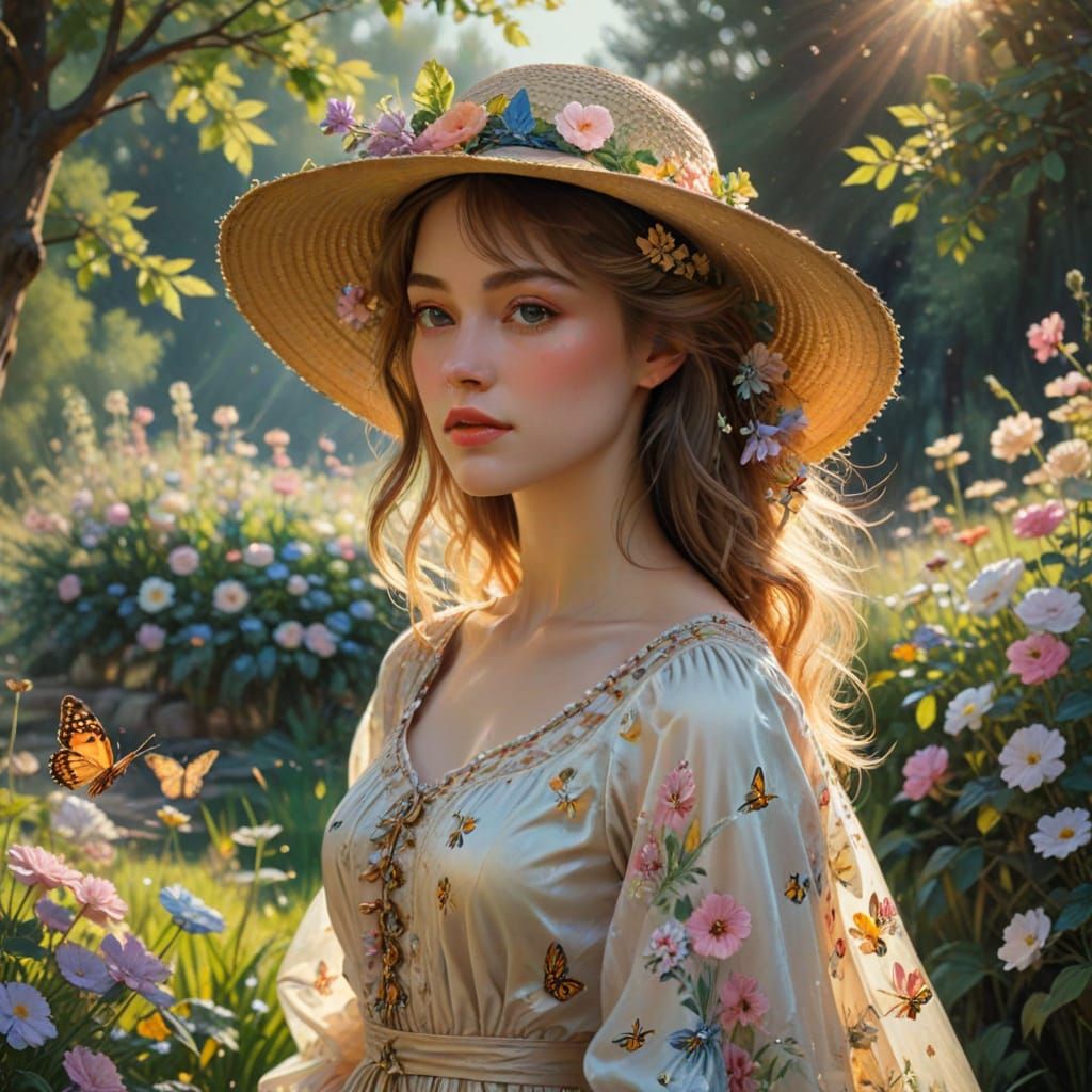 Noblewoman in Spring Garden Oil Painting